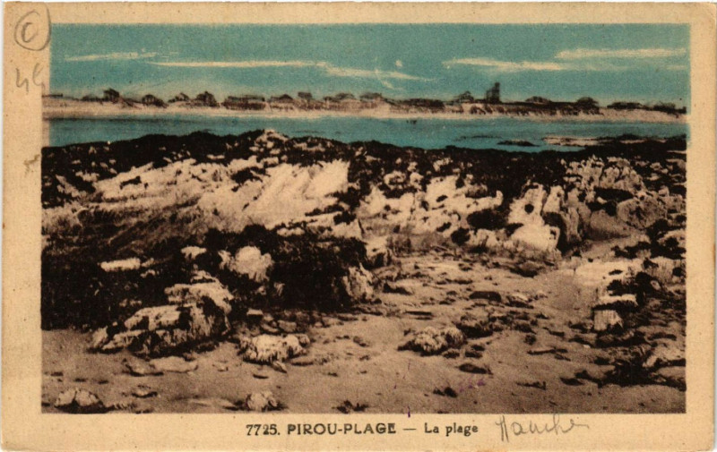 Carte postale ancienne Pirou-Plage - La plage à Pirou