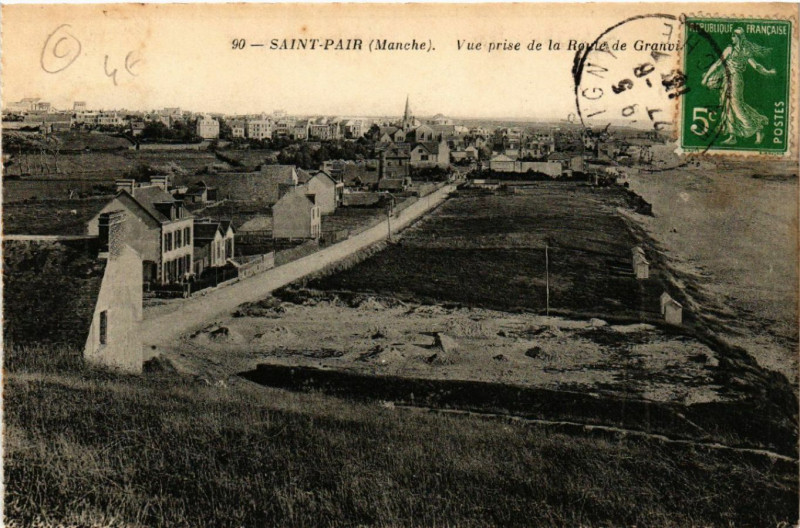Carte postale ancienne Saint-Pair (Manche) - Vue prise de la Route de Granville à Granville