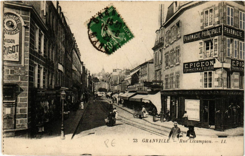 Carte postale ancienne Granville - Rue Lecampion à Granville