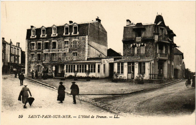 Carte postale ancienne Saint-Pair-sur-Mer - L'Hotel de France à Saint-Pair-sur-Mer