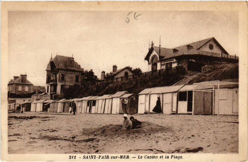 Carte postale ancienne Saint-Pair-sur-Mer - Le Casino et la Plage à Saint-Pair-sur-Mer