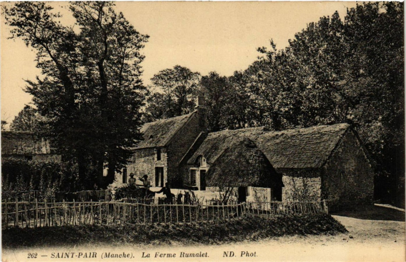 Carte postale ancienne Saint-Pair (Manche) - La Ferme Humalet