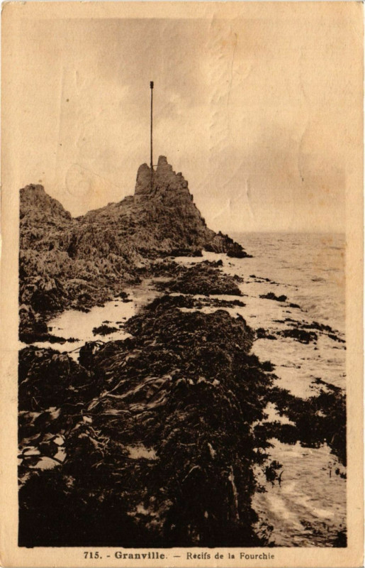 Carte postale ancienne Granville - Recifs de la Fourchie à Granville