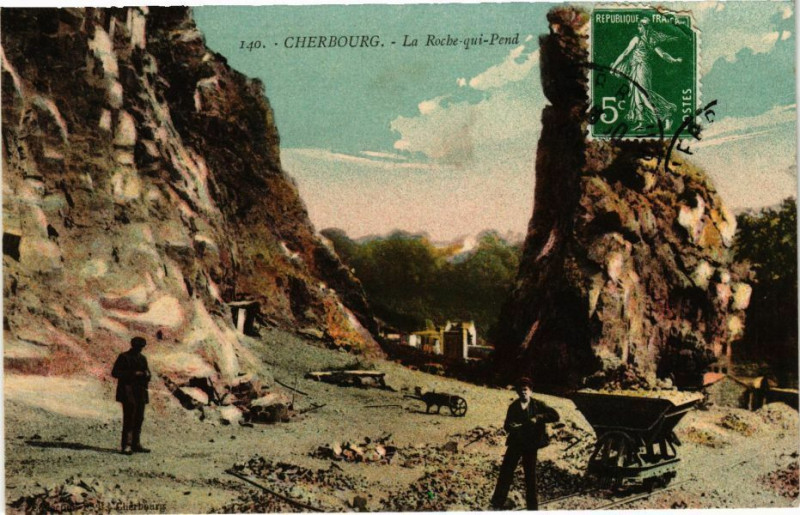 Carte postale ancienne Cherbourg - La Roche-qui-Pend