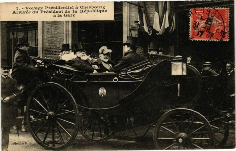 Carte postale ancienne Voyage Presidentiel Cherbourg-Arrivée du President de la Republiu