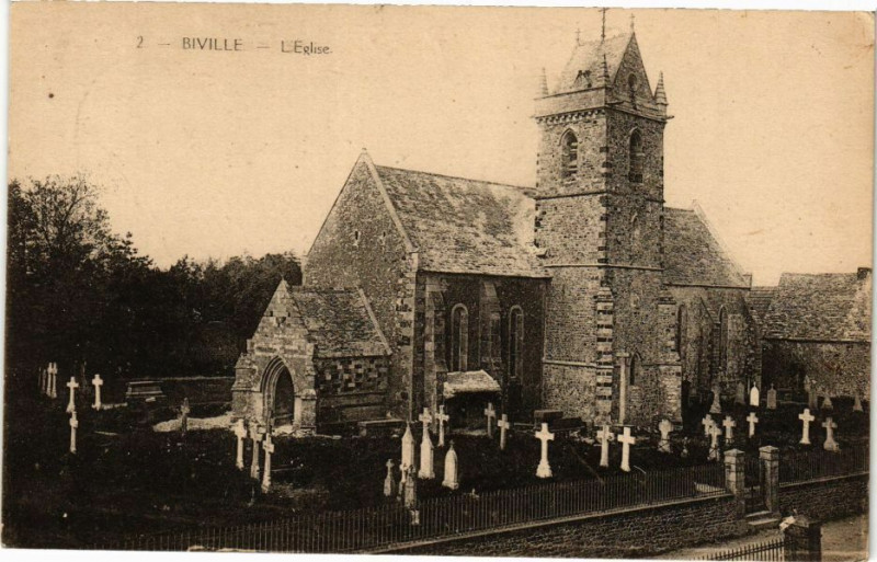 Carte postale ancienne Biville - L'Eglise