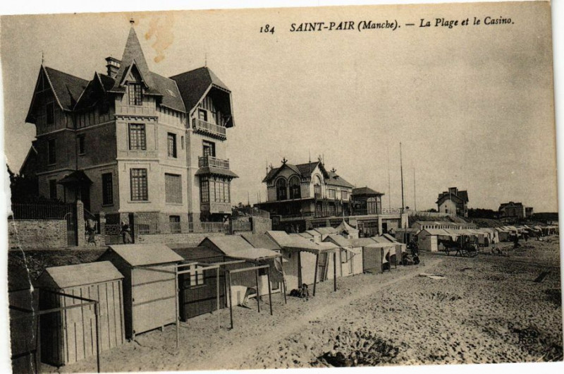 Carte postale ancienne Saint-Pair - La Plage et le Casino