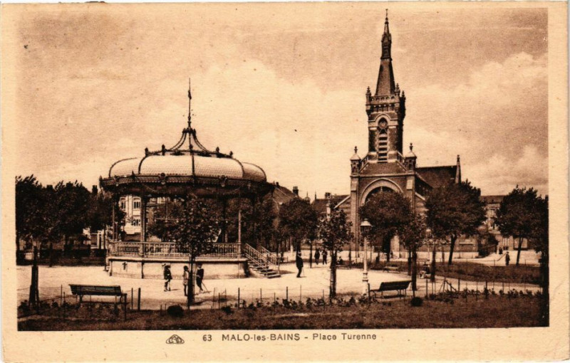 Carte postale ancienne Malo-les-Bains - Place Turenne à Dunkerque