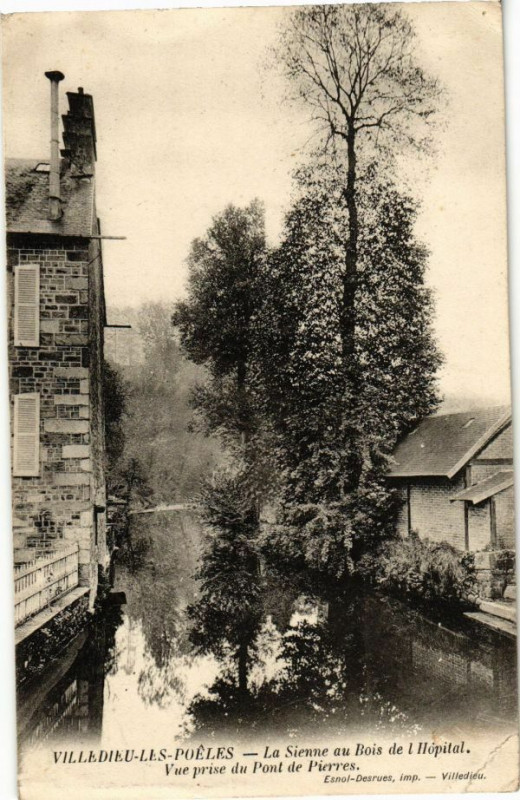 Carte postale ancienne Villedieu-les-Poeles La Sienne au Bois de l'Hopital Vue prise...