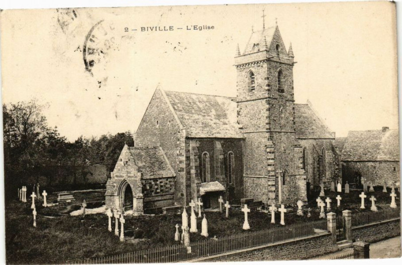 Carte postale ancienne Biville - L'Eglise