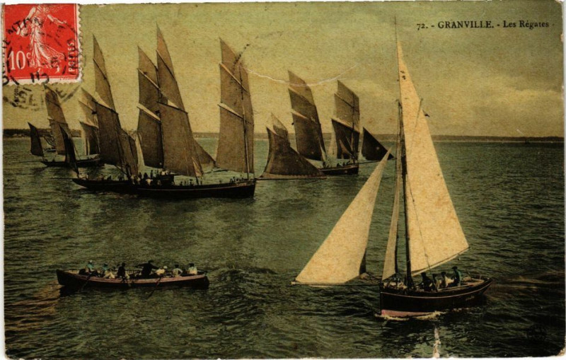 Carte postale ancienne Ed. Aqua 72 Granville Les Regates à Granville