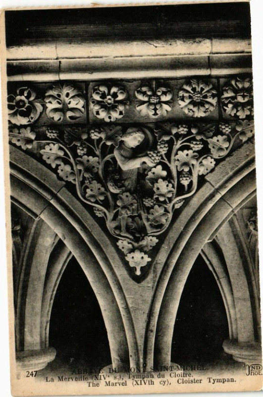 Carte postale ancienne Abbaye du Mont-Saint-Michel-La Merveille (Xiv.s.) Typan du Cloitre