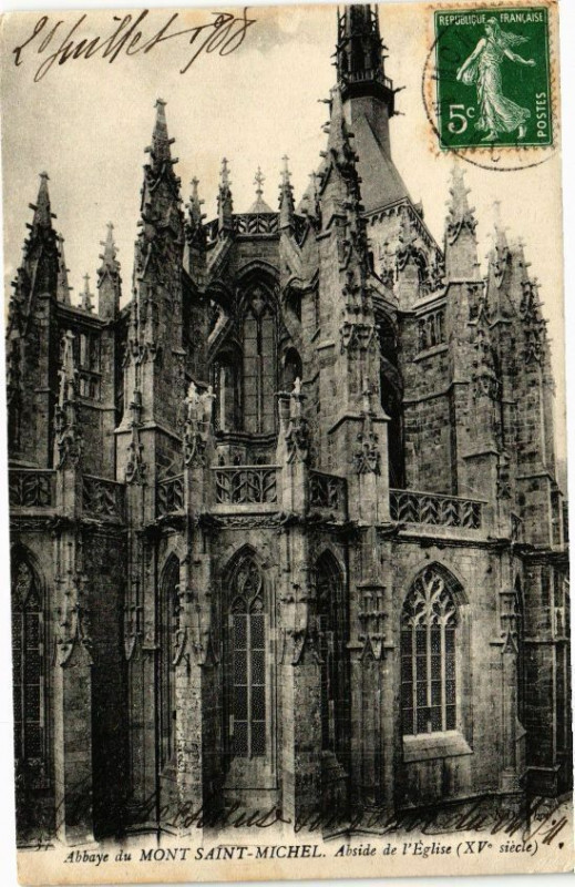 Carte postale ancienne Abbaye du Mont-Saint-Michel - Abside de l'Eglise (Xv siecle)