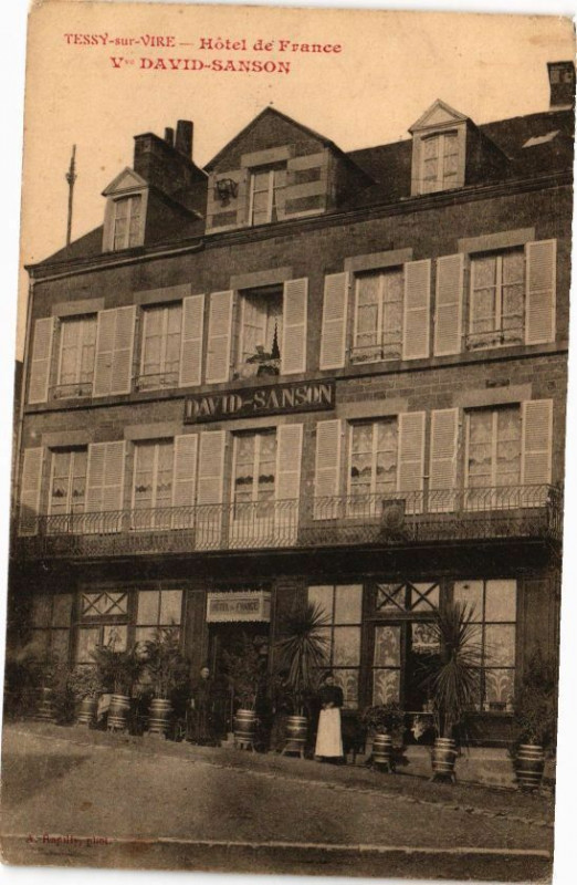 Carte postale ancienne Tessy-sur-Vire - Hotel de France V.re David-Sanson