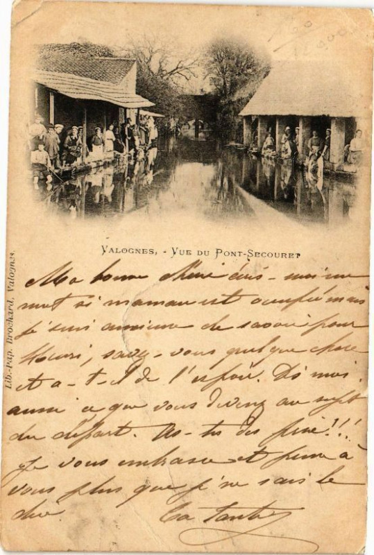 Carte postale ancienne Valognes - Vue du Pont - Secouret à Valognes