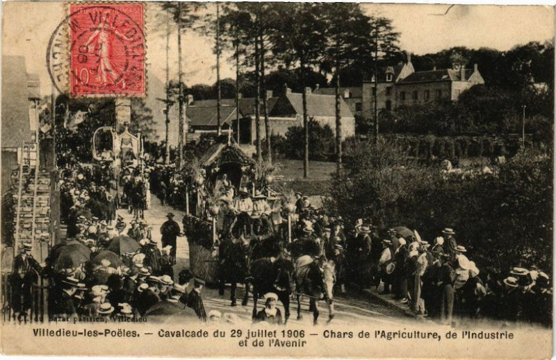 Carte postale ancienne Villedieu-les-Poeles Cavalcade du 29 Juillet 1906 Chans de l'...