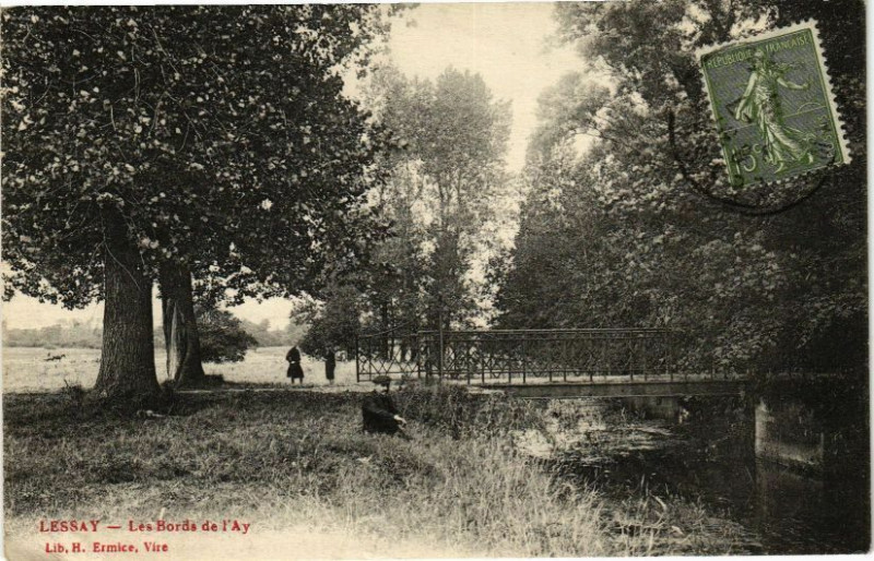 Carte postale ancienne Lessay - Les Bords de l'Ay à Lessay
