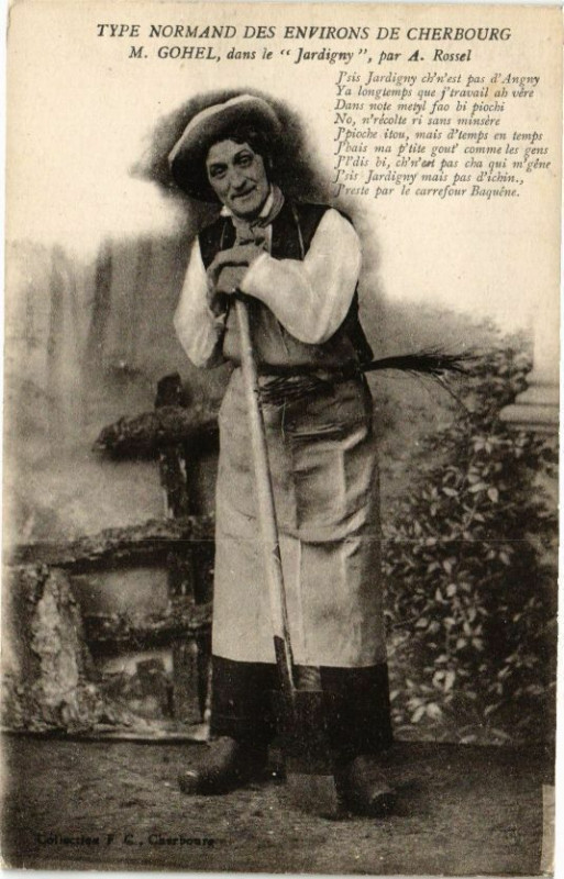 Carte postale ancienne Type Normand des Env. de Cherbourg - M.Gohel dans le Jardigny