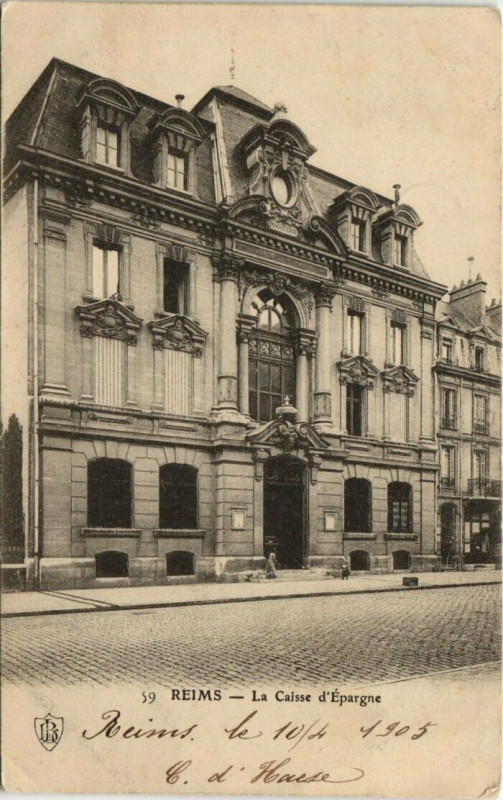 Carte postale ancienne Reims La Caisse d'Epargné à Reims