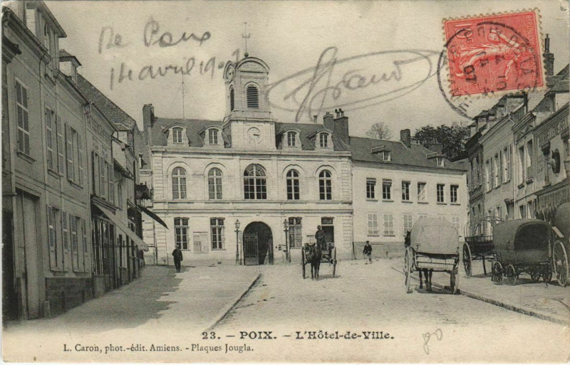 Carte postale ancienne Poix L'Hotel-de-Ville à Poix