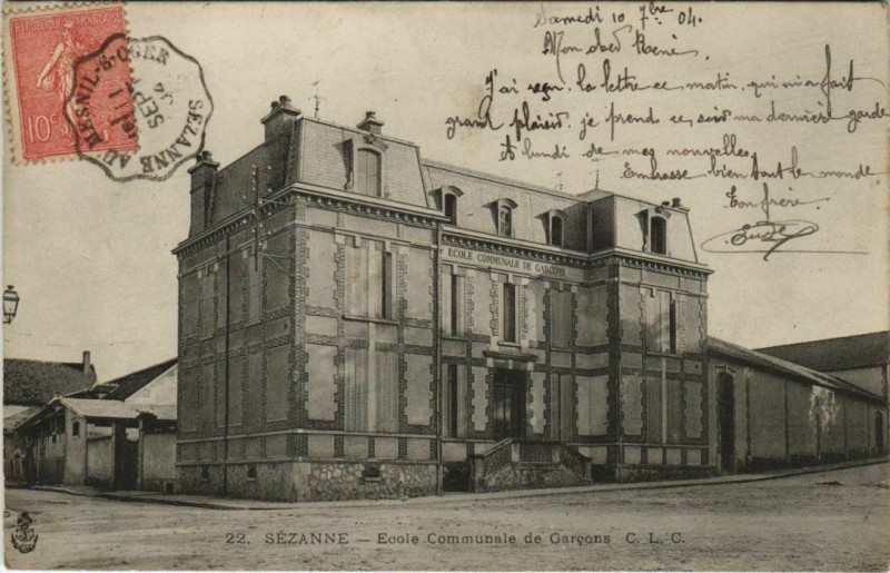 Carte postale ancienne Sezanne - Ecole Communale de Garcons à Sézanne
