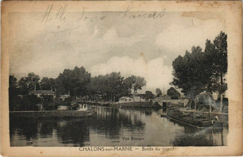 Carte postale ancienne Chalons-sur-Marne - Bords du Canal