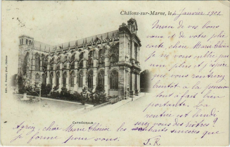 Carte postale ancienne Chalons-sur-Marne - Le Cathédrale