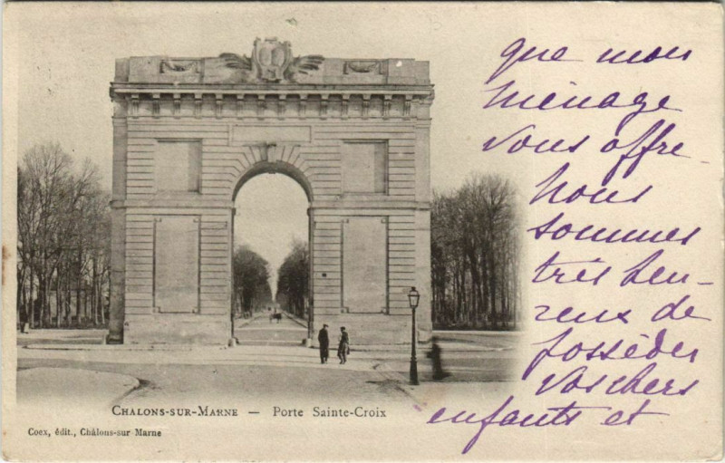 Carte postale ancienne Chalons-sur-Marne - Porte Sainte-Croix