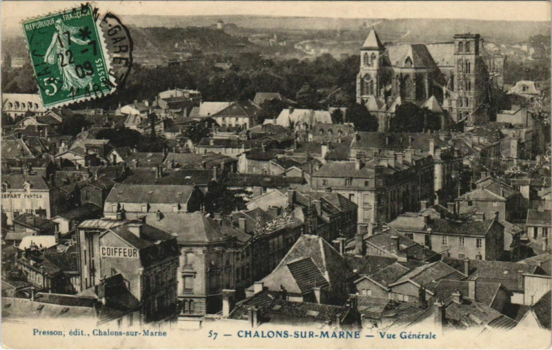 Carte postale ancienne Chalons-sur-Marne - Vue générale