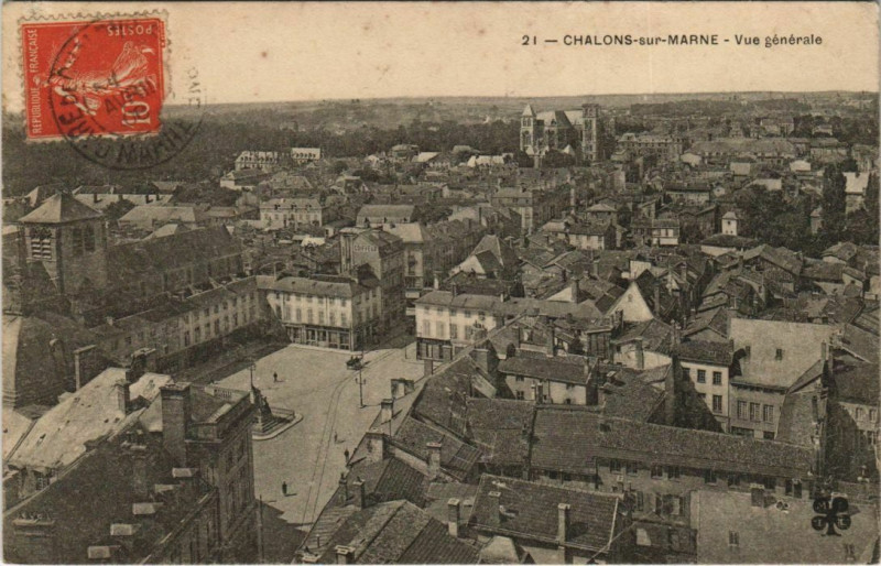 Carte postale ancienne Chalons-sur-Marne - vue générale