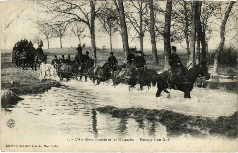 Carte postale ancienne Militaire - L'Artillerie montée et les Obstacles - Passage