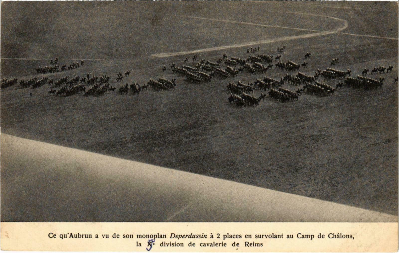 Carte postale ancienne Militaire - Ce qu-Aubrun a vu de son monplan Deperdussin