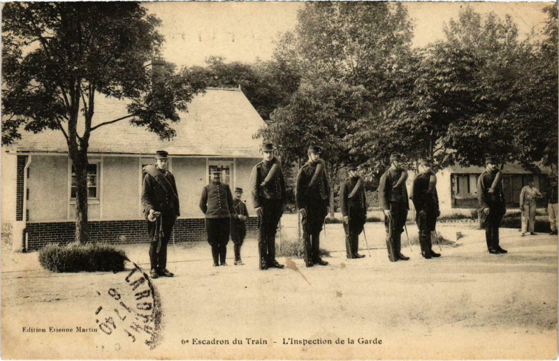 Carte postale ancienne Militaire - 6e Escadron du Train - L'Inspection de la Garde