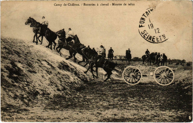 Carte postale ancienne Militaire - Camp de Chalons - Batteries