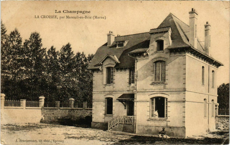 Carte postale ancienne La Campagne - La Croisée par Mreuil-en-Brie à Reuil