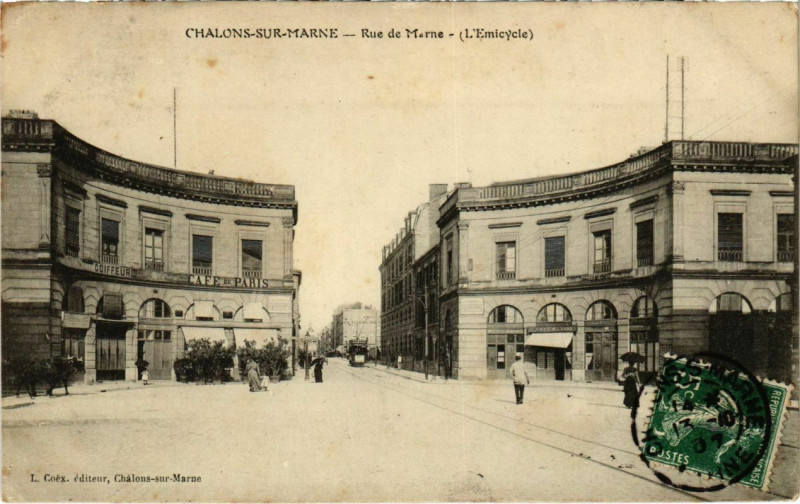 Carte postale ancienne Charlons-sur-Marne - Rue de Marne
