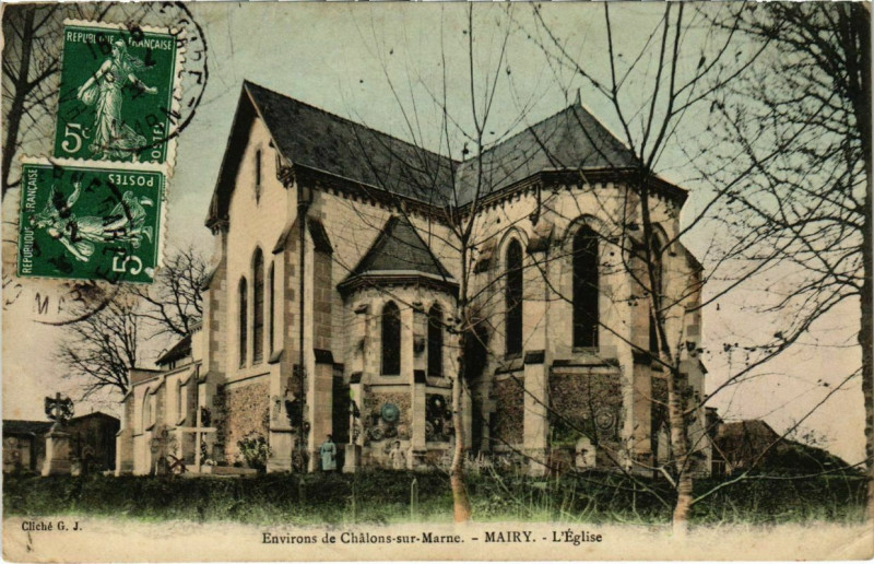 Carte postale ancienne Env. de Chalons sur Marne - Mairy - L'Eglise