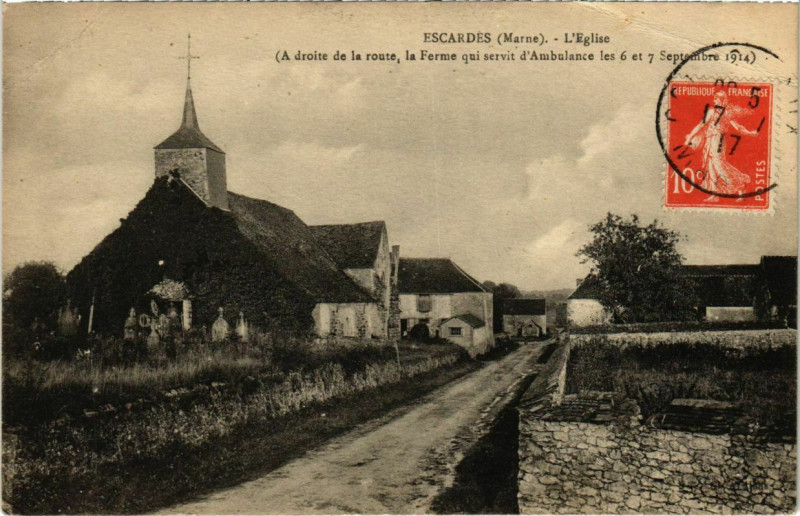 Carte postale ancienne Escardes - L'Eglise à Escardes