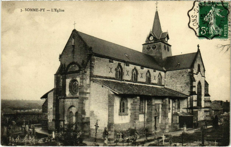 Carte postale ancienne Som-Ppy - L'Eglise