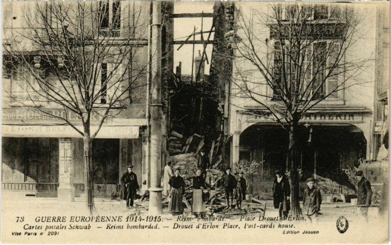 Carte postale ancienne Guerre Européenne - Reims Bombardé à Reims