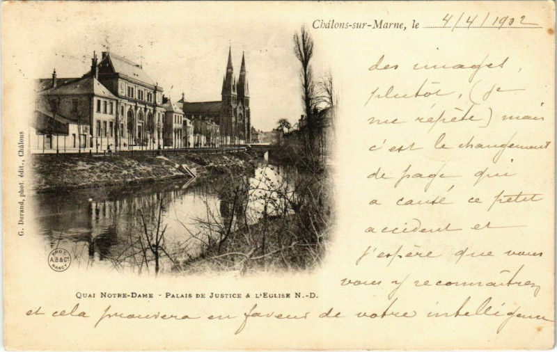 Carte postale ancienne Chalons-sur-Marne - Quai Notre Dame