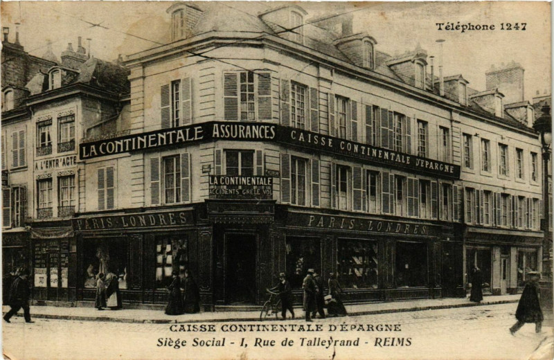 Carte postale ancienne Reims Caisse d'Epargne Siege Scoal, 1, rue de Talleyrand à Reims