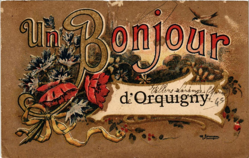 Carte postale ancienne Un Bonjour d'Orquigny