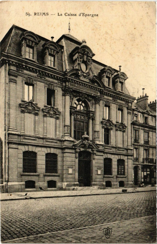 Carte postale ancienne Reims-La Caisse d'Epargne à Reims