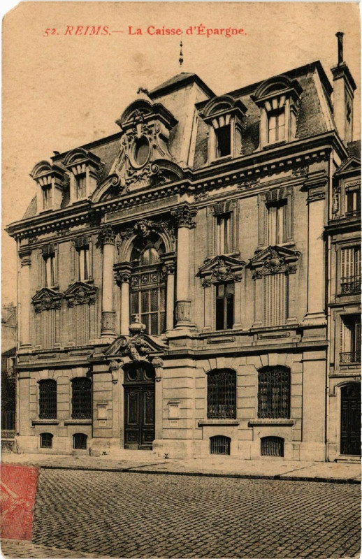 Carte postale ancienne Reims-La Caisse d'Epargne à Reims