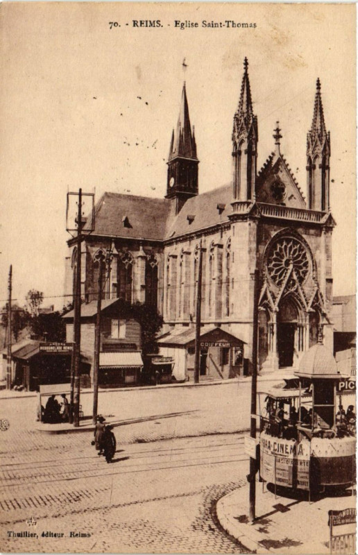 Carte postale ancienne Reims-Eglise Saint-Thomas à Reims