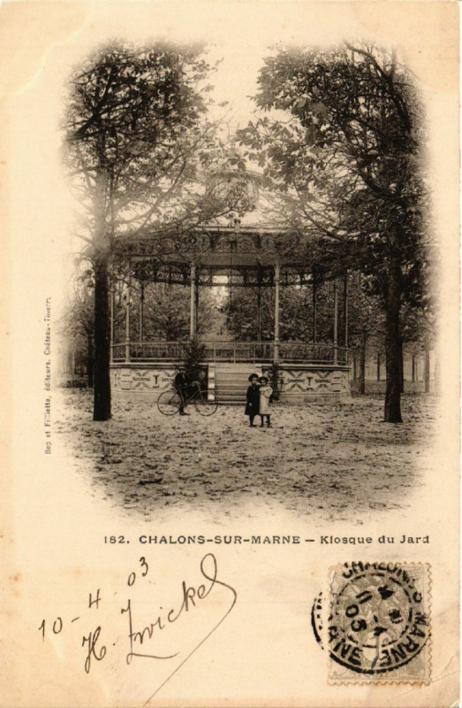 Carte postale ancienne Chalons sur Marne Kiosque du Jard
