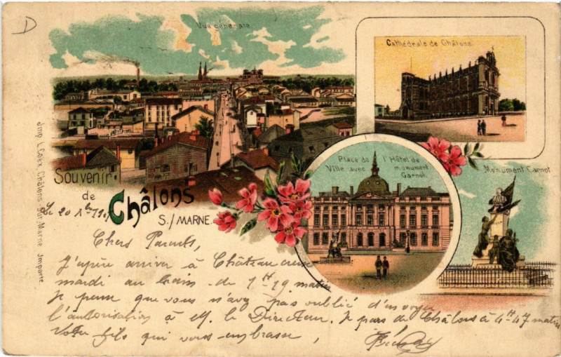Carte postale ancienne Souvenir de Chalons sur Marne