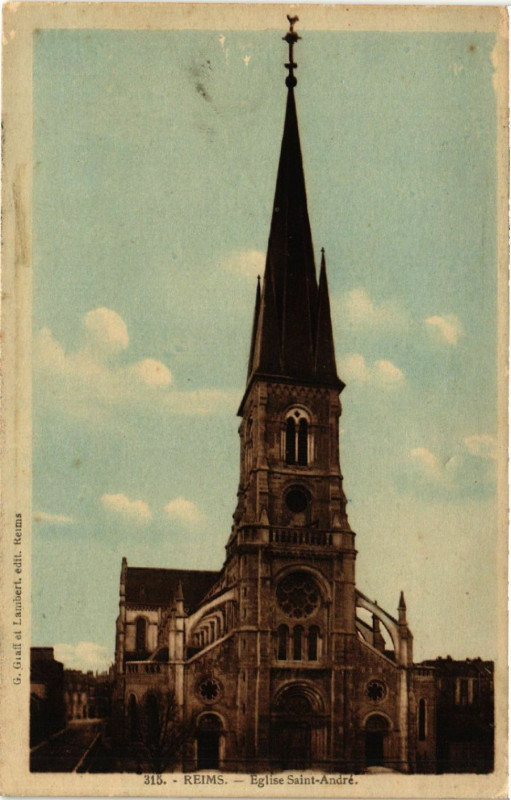 Carte postale ancienne Reims Eglise Saint-Andre à Reims