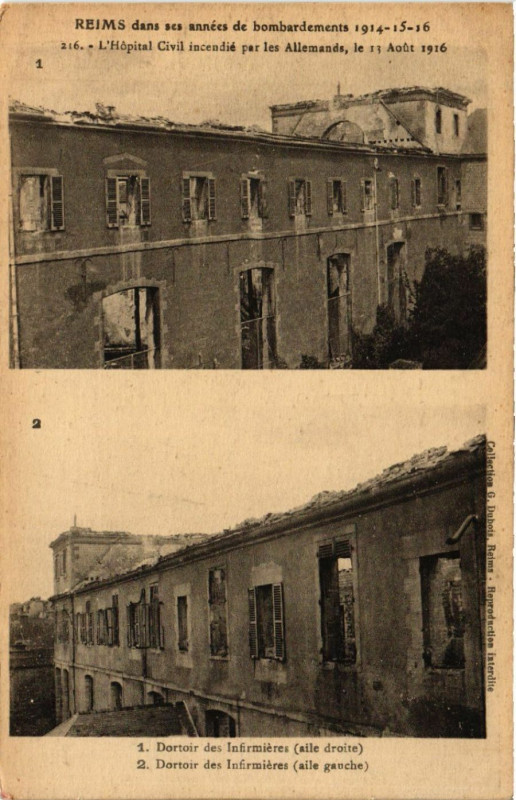 Carte postale ancienne Reims dans ses années de Bombardements à Reims